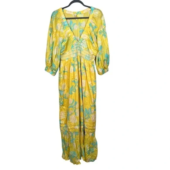 Free People Golden Hour Border Maxi Dress Yellow - Picture 3 of 9